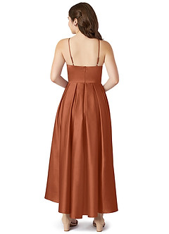 Azazie Jemima Junior A-Linie mit Taschen Stretch-Satin Kleid Zedernrose image2