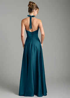 Azazie Tenaya Brautjungfernkleider A-Linie Herzausschnitt Stretch-Satin Kleid Tintenblau image7