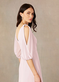 Azazie Bronwyn Mother of the Bride Dresses Blushing Pink A-Line V-Neck Ruched Chiffon Dress image5