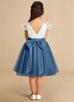 Azazie Vetty Flower Girl Dresses Ivory Twilight A-Line Lace Tulle Dress image7
