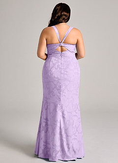 Azazie Mero Robes de demoiselle d'honneur Robe Fourreau en Blumen-Burnout Plissée Lilas image8