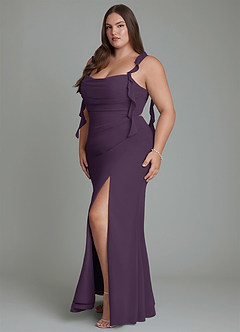 Azazie Jessamine Bridesmaid Dresses Plum Mermaid Corset Chiffon Dress image12