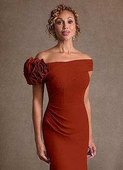 Azazie Gwynne Mother of the Bride Dresses Rust Mermaid Off the Shoulder Stretch Crepe Dress image6