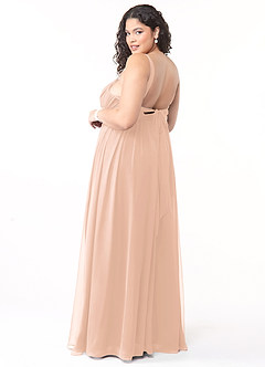 Azazie Aziza Bridesmaid Dresses English Rose A-Line V-Neck Pleated Chiffon Dress image10