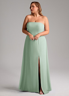 Azazie Wren Bridesmaid Dresses Agave A-Line Side Slit Chiffon Convertible Dress image10