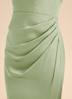 Azazie Renna Junior Dusty Sage A-Line Pleated Stretch Satin Dress image7