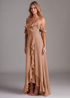Azazie Lyra Bridesmaid Dresses Champagne Rose A-Line Chiffon Convertible Dress image5