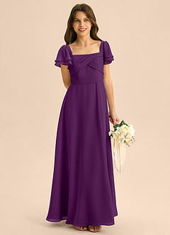 Azazie Azey Junior Grape A-Line Ruched Chiffon Dress image1