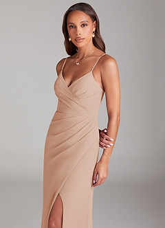 Azazie Maci Bridesmaid Dresses English Rose Sheath Pleated Chiffon Dress image2