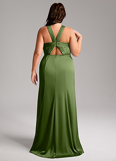 Azazie Rue Robes de demoiselle d'honneur Robe Trapèze en Satin extensible Plissée Genévrier image9