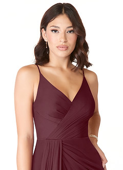 Azazie Evalin Abiti da Damigella Abito A-Line in Maglia con Scollo a V a Pieghe Cabernet image5