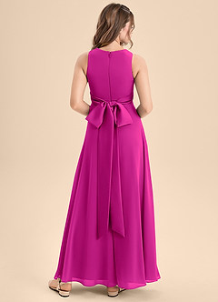Azazie Lilenne Junior Fuchsia A-Line Bow Chiffon Dress image2