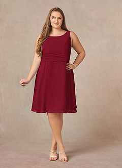 Azazie Shirley Kleider für die Brautmutter A-Linie Schaufel Gefaltet Chiffon Kleid Burgunderrot image11