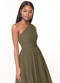 Azazie Katrina Bridesmaid Dresses Willow Green A-Line One Shoulder Chiffon Dress image5