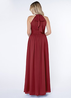 Azazie Iman Bridesmaid Dresses Pomegranate A-Line A-Line Ruched Chiffon Dress image2