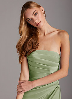 Azazie Lexie Bridesmaid Dresses Dusty Sage Sheath Strapless Stretch Satin Convertible Dress image6