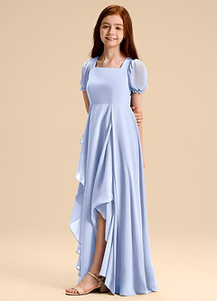 Azazie Priya Junior Abito A-Line in Chiffon Blusa Ghiaccio image4
