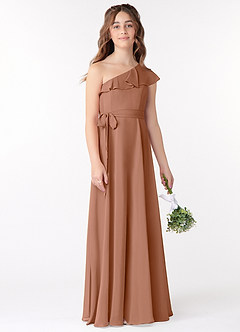 Azazie Eletta Junior Agave A-Line Ruched Chiffon Dress image2