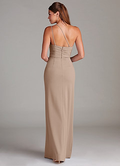 Azazie Eren Suknie dla druhen Osłona Jedno ramię Rozciągliwy Krep Do ziemi Sukienka image2