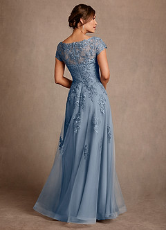 Azazie Jalinda 신부의 어머니 드레스 A라인 레이스 쉬폰 플로어 길이 드레스 image2