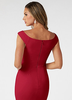 Azazie Nicolina Bridesmaid Dresses Scarlet Mermaid Square Neckline Stretch Crepe Dress image4