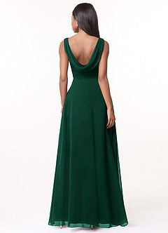 Azazie Karina Bridesmaid Dresses Emerald A-Line Pleated Chiffon Dress image2