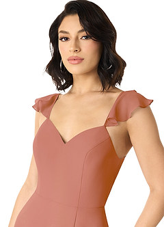 Azazie Everett Bridesmaid Dresses MAI TAI A-Line V-neck Ruched Chiffon Dress image4