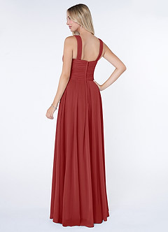 Azazie Kaleigh Bridesmaid Dresses Rust A-Line Pleated Chiffon Dress image4