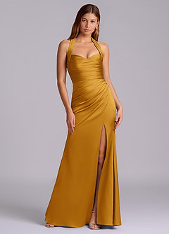 Azazie Destiny Suknie dla druhen Syrena Dekolt w kształcie serca Satyna elastyczna Do ziemi Sukienka image7