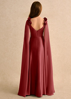 Azazie Rosita Girls Formal vestidos de niña de las flores Vestido de Óxido de Satin Mate de Corte en A con Plisado image2