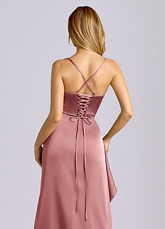 Azazie Sarai Robes de demoiselle d'honneur Robe Fourreau en Satin extensible Corset Rose Poussiéreuse image2