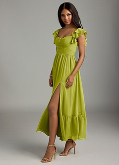 Azazie Anaya Bridesmaid Dresses Lemongrass A-Line Sweetheart Neckline Chiffon Dress image4