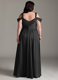 Azazie Lianne Jurken voor bruidsmeisjes Jurk van Stretch Satijn met A-Lijn Off the Shoulder Zwart image10