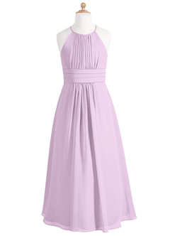 Azazie Bonnie Junior A-Linie Plissee Chiffon Kleid Frostiges Flieder image5
