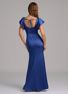 Azazie Elkie Bridesmaid Dresses Royal Blue Mermaid Square Neckline Stretch Satin Dress image2