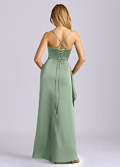Azazie Sarai Bridesmaid Dresses Matcha Sheath Corset Stretch Satin Dress image5