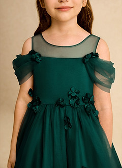 Azazie Juni Blumenmädchenkleider Ballkleid Plissee Tüll Kleid Kiefer image9