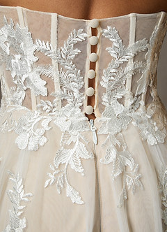 Azazie Aurorie Robes de mariée Robe Trapèze en Tulle Paillettes Diamant Blanc Champagne image9