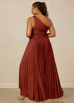 Christian Siriano Bridal for Azazie 1008 Robes de demoiselle d'honneur Robe Trapèze en Satin extensible Ue épaule Terracotta image14