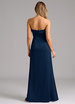 Azazie Aretha Brautjungfernkleider Wandelbar A-Linie Schulterfrei Stretch-Satin Kleid Dunkelmarine image7