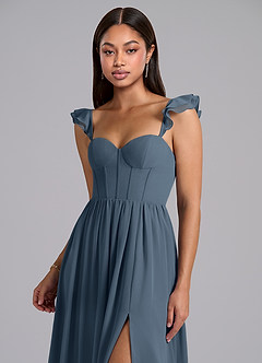 Azazie Denisse Bridesmaid Dresses Neptune A-Line Ruched Chiffon Dress image6