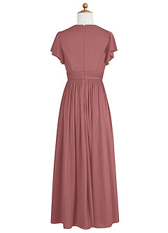Azazie Mosley Junior Dark Green A-Line Ruched Mesh Dress image8