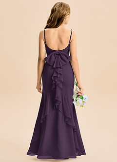 Azazie Lioren Junior Plum Mermaid Bow Chiffon Dress image5