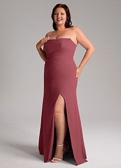 Azazie Leonis Bridesmaid Dresses Merlot Sheath Strapless Chiffon Convertible Dress image13