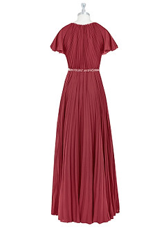 Azazie Kara Bescheidene Brautjungfernkleider A-Linie Plissee Chiffon Bodenlänge Kleid image8