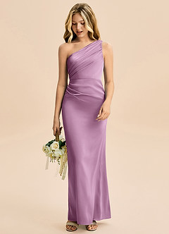 Azazie Akilah Junior Robe Fourreau en Satin extensible Plissée Glycine image3