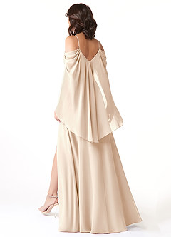 Azazie Cienna Bridesmaid Dresses White Alabaster A-Line Long Sleeve Chiffon Dress image5