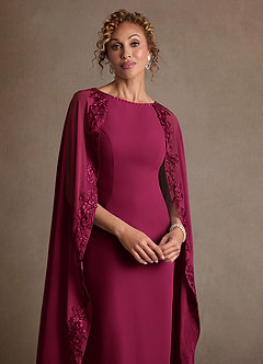 Azazie Artemisia Mother of the Bride Dresses Burgundy Sheath Lace Chiffon Dress image6