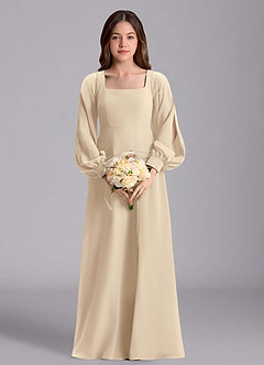 Azazie Bondi Junior Jurk van Chiffon met A-Lijn Blouson Champagne image3