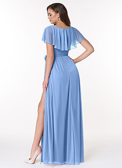 Azazie Jael Bridesmaid Dresses A-Line V-Neck Mesh Floor-Length Dress image6